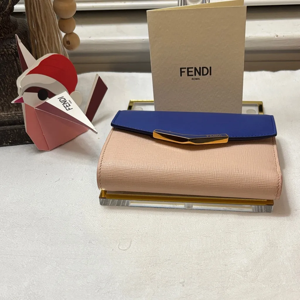 Fendi Royal Blue and Beige Wallet - Image 2