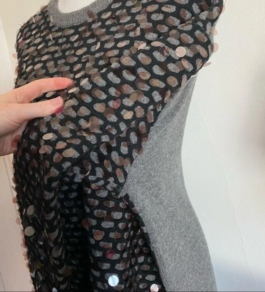 Cedric Charlier • Paris Designer Sequin Black Grey Wool Sweater Size 14 - Image 6