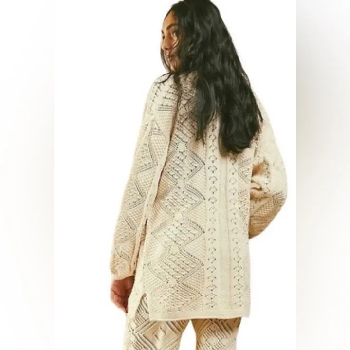 NWOT Free People FP Beach Get Away Crochet Cardigan Lounge Fauxchet - Image 3