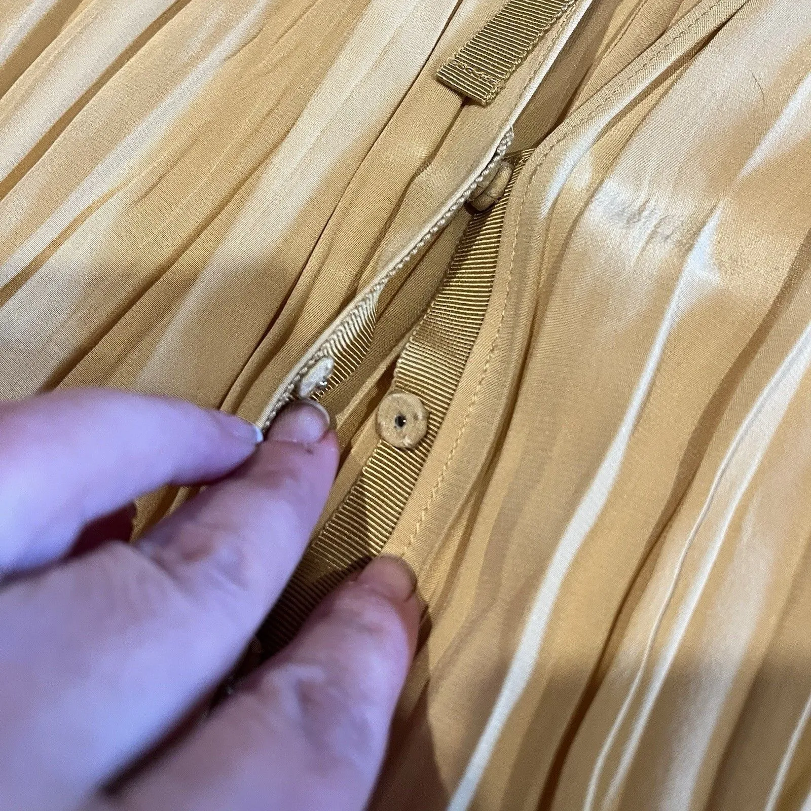 Joseph Silk Crepe Dress Women’s US 6 Sleeveless Button Up 38 FR Mustard Yellow - Image 5