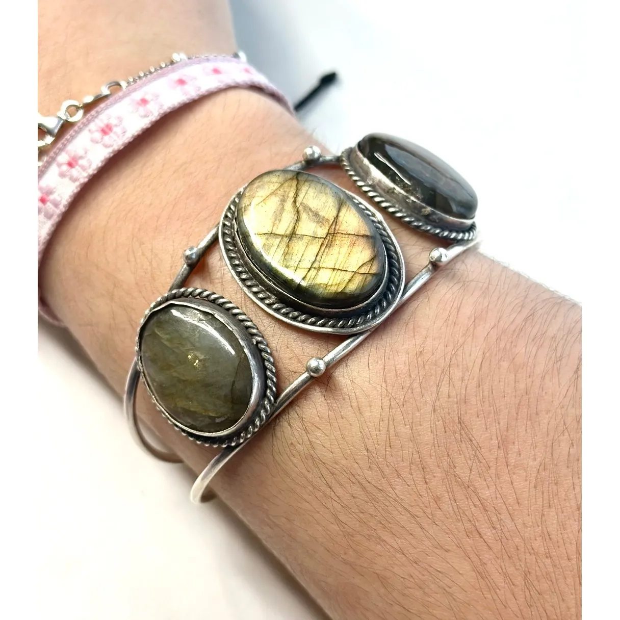 Labradorite Silver Tone Cuff Bracelet - Image 5