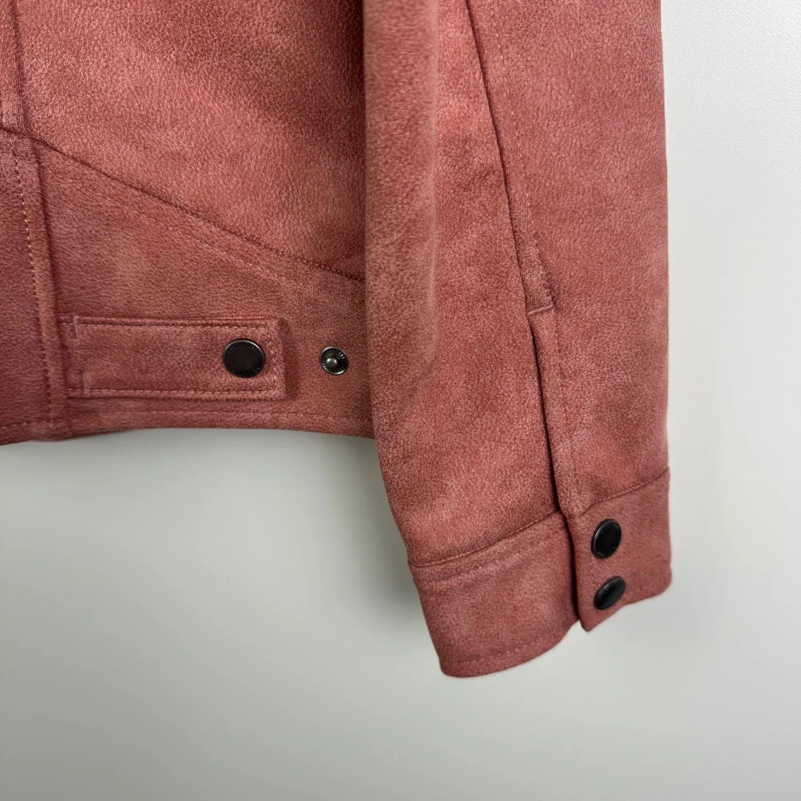 NWT Liverpool Moto Jacket Small Faux Suede Coral‎ Haze Biker Full Zip Edgy Chic - Image 2