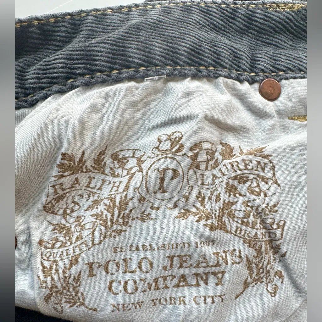 Women’s Polo Jeans Co Ralph Lauren Vintage Y2K Low Rise Cords Dark Grey Size 10 - Image 8
