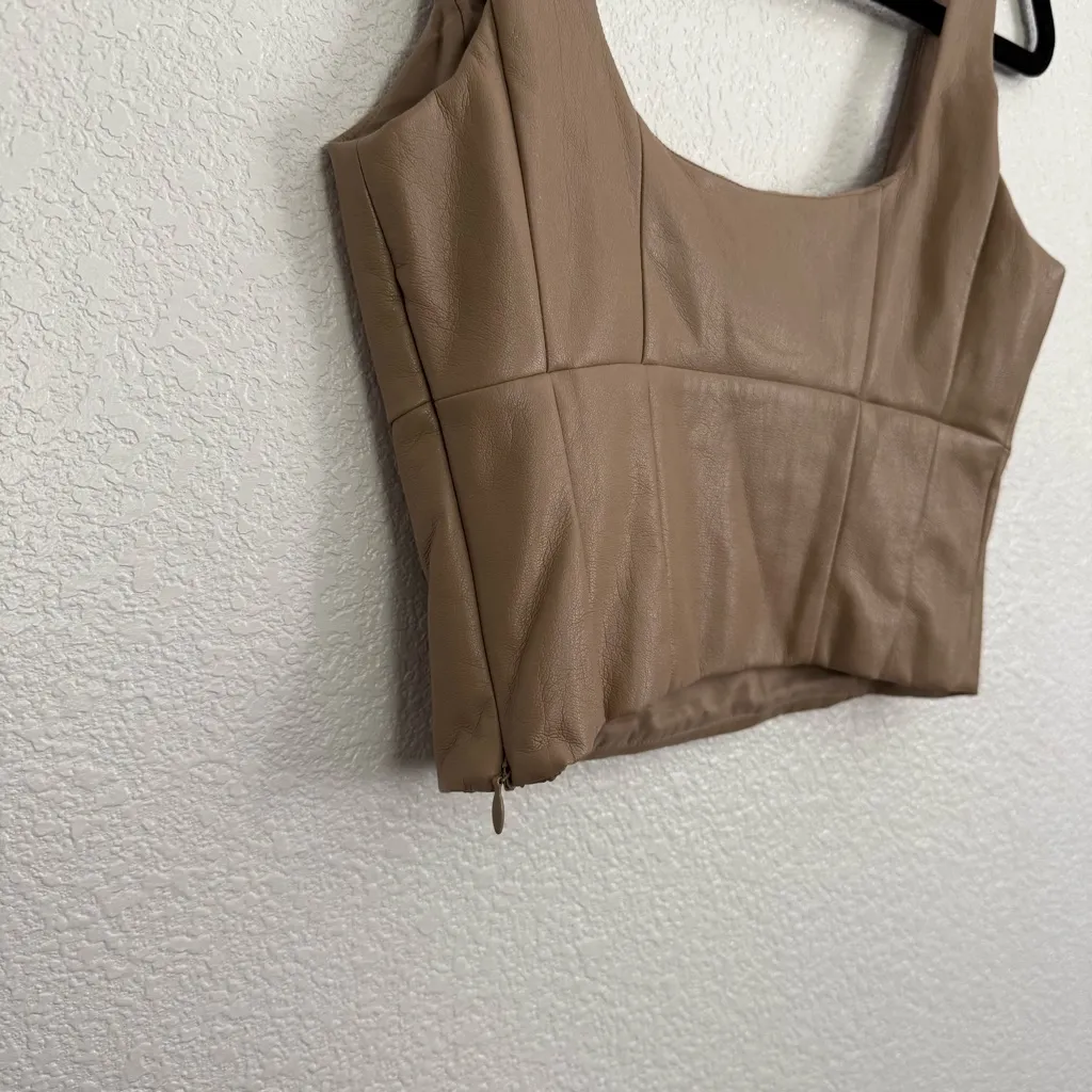 Aritzia Wilfred Faux Leather Square Neck Crop Top Tank XS - Image 3