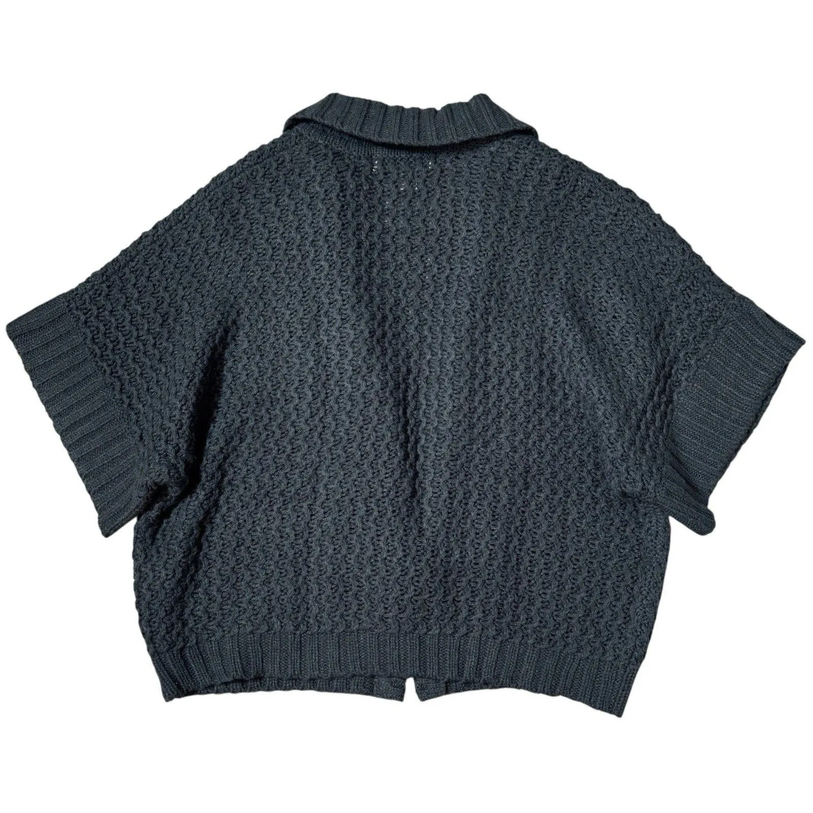 August Silk Chunky Knit Cardigan Sweater Size PM Buckle Cropped Equestrian Y2K - Image 2