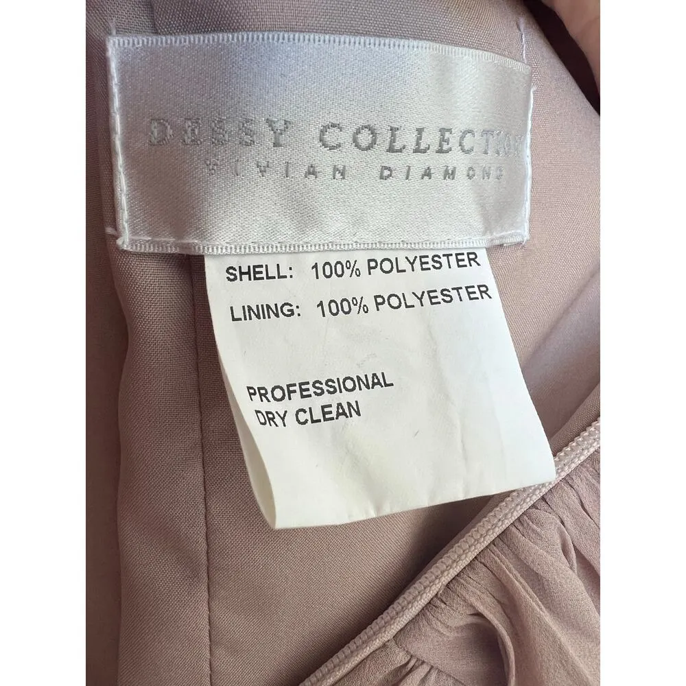 Dessy Collection Vivian Diamond Formal Long Bridesmaid Dress Size 16 Tan - Image 6