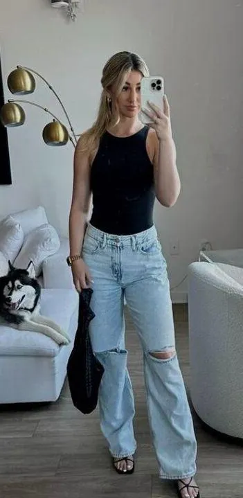 SKIMS Fits Everybody High Neck Bodysuit in Onyx Black Size XX-Small - Image 16