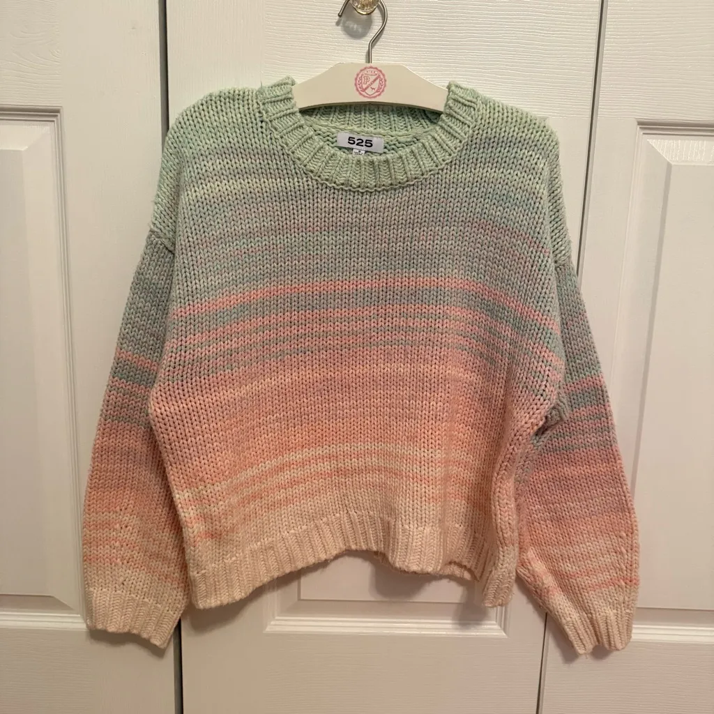 525 America Taffy Rainbow Pastel Ombre Crewneck Sweater - Image 2