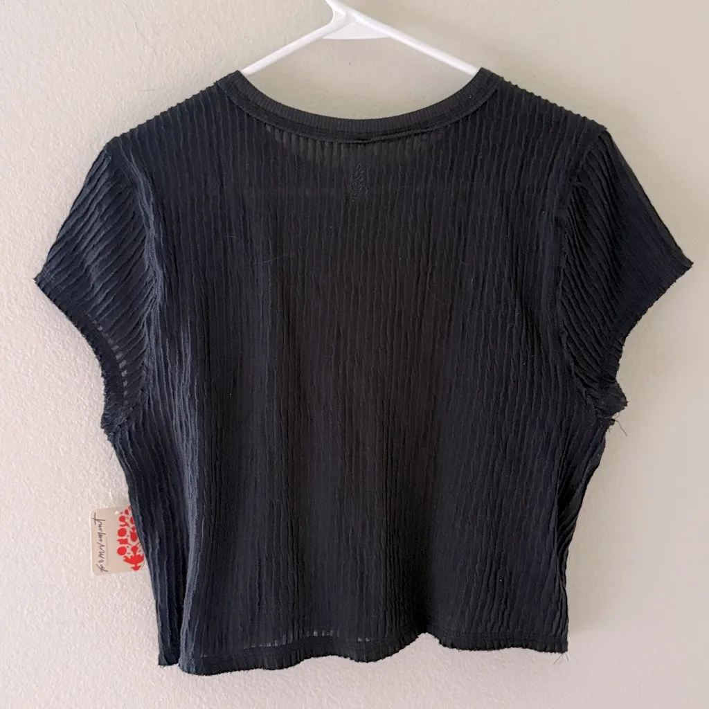 NWT Free People Movement Second Base Tee Black Ribbed Women's Baby Tee Size XS - Image 5