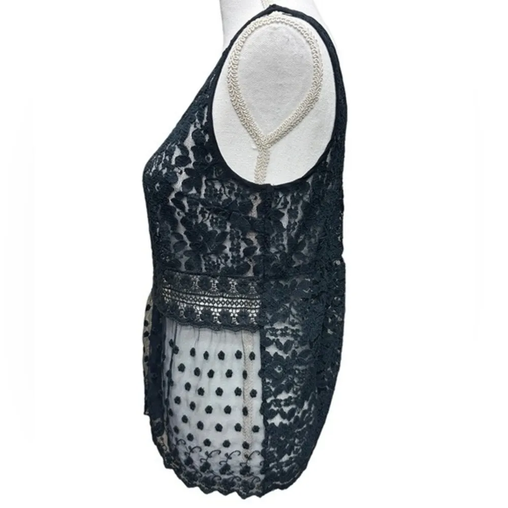 Gilly Hicks Abercrombie & Fitch Australia Lace Sheer‎ Navy Blue Tank Size M - Image 3