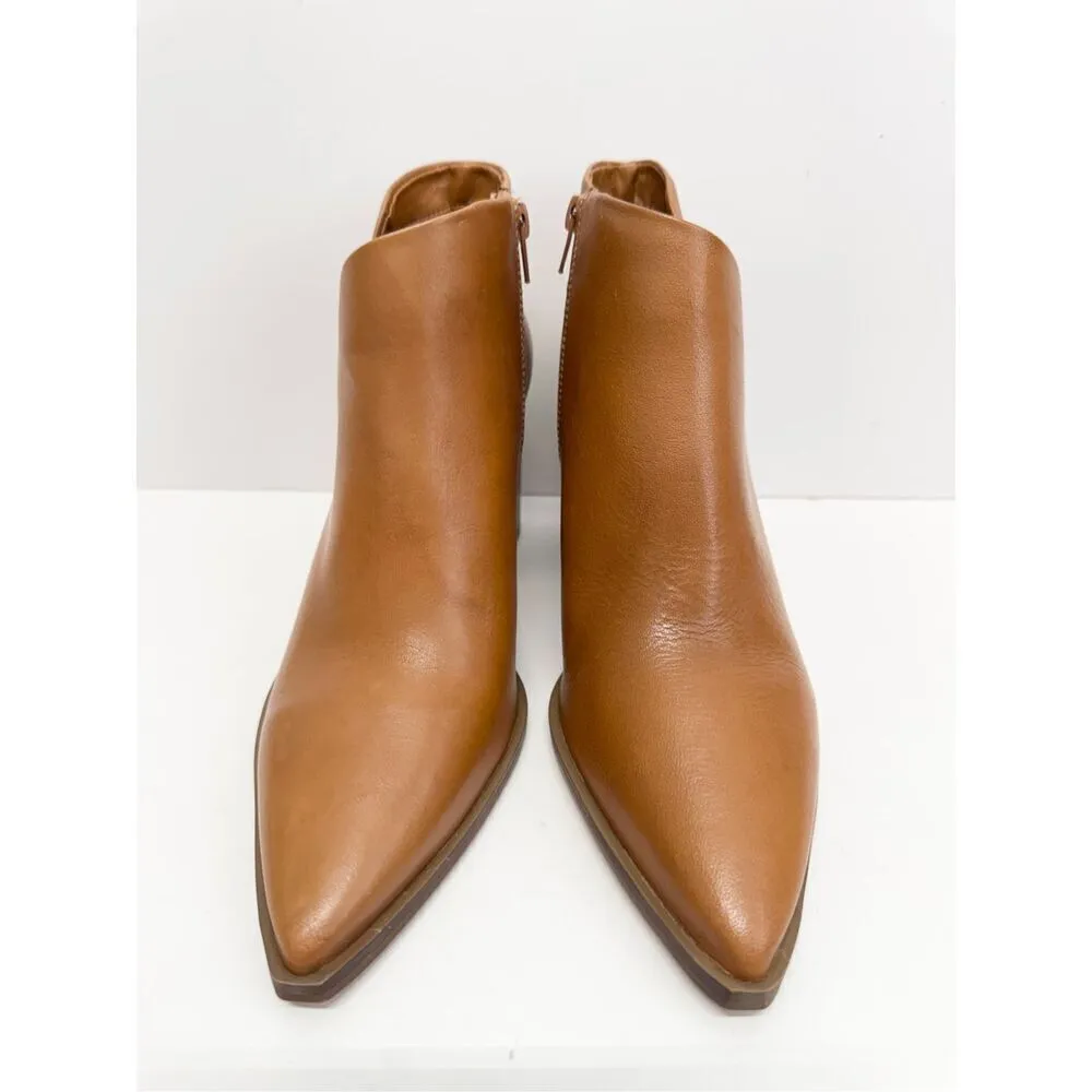 Arezzo Boots Size 9B Leather Pointed Toe Block Heel Pull On Booties NEW Brown - Image 4