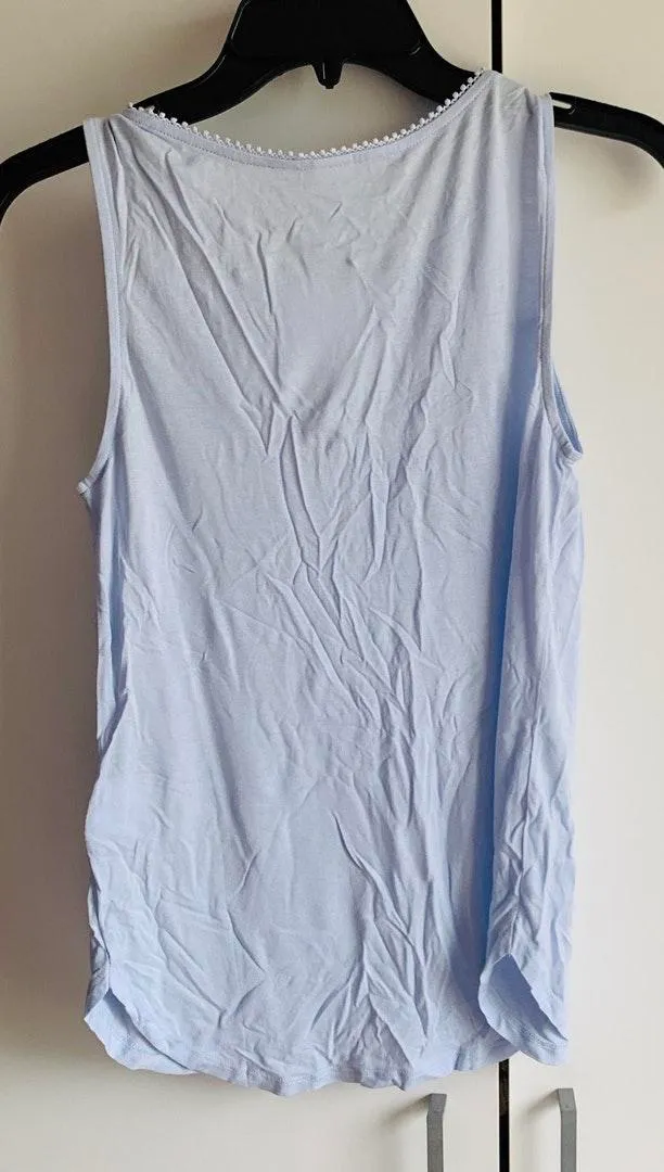 Light Blue Crochet Lace Knit Tank Top Size XS - Image 2
