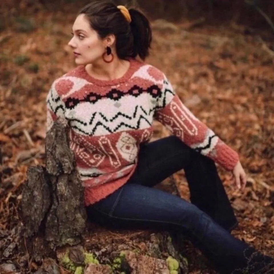 Aztec design detailing on body.Design‎ in round neck Beige/Mustard POL Orange Size L - Image 4