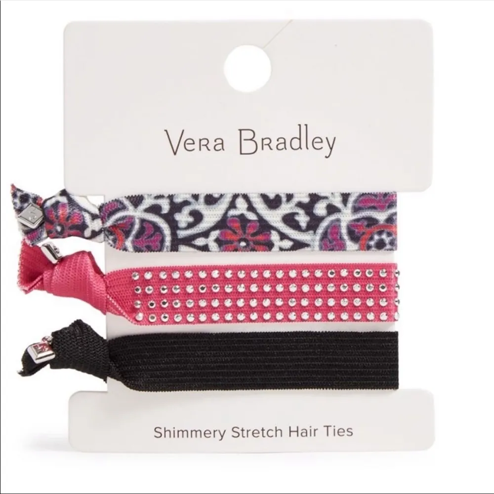 Vera Bradly Stretch Hair Ties, Scroll Medallion, Pink, Black, White, Purple - Image 5