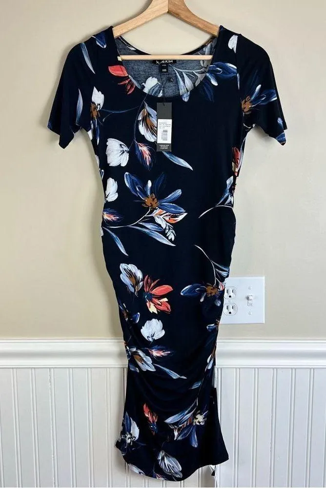 Yumi Kim NWT Blossom Maternity Dress Blossom Sky Floral Ruched Midi Dress XXS - Image 2