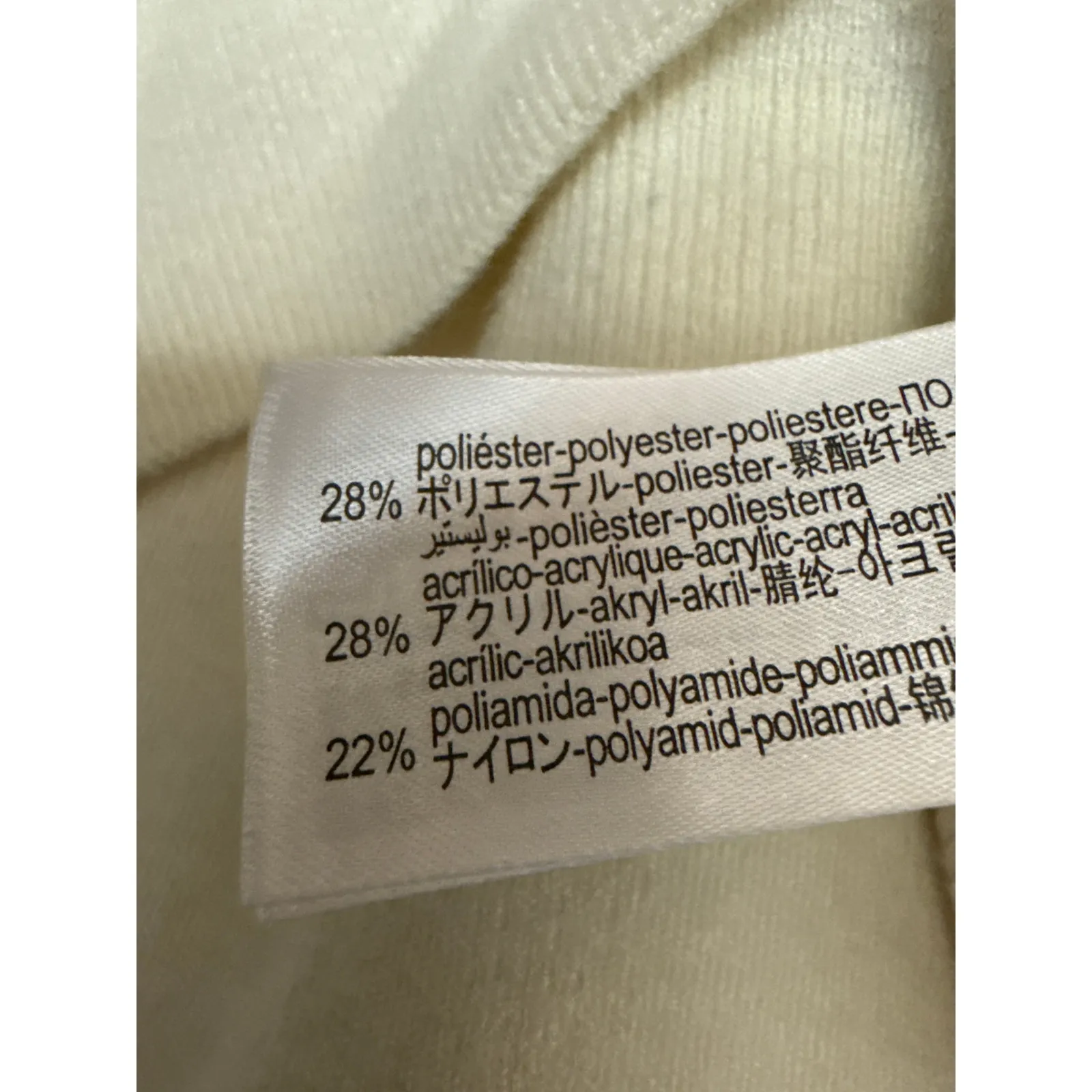 Zara Women's Cream Long Sleeve Knit Crew Neck Button Up Cardigan Sweater Size M - Image 4