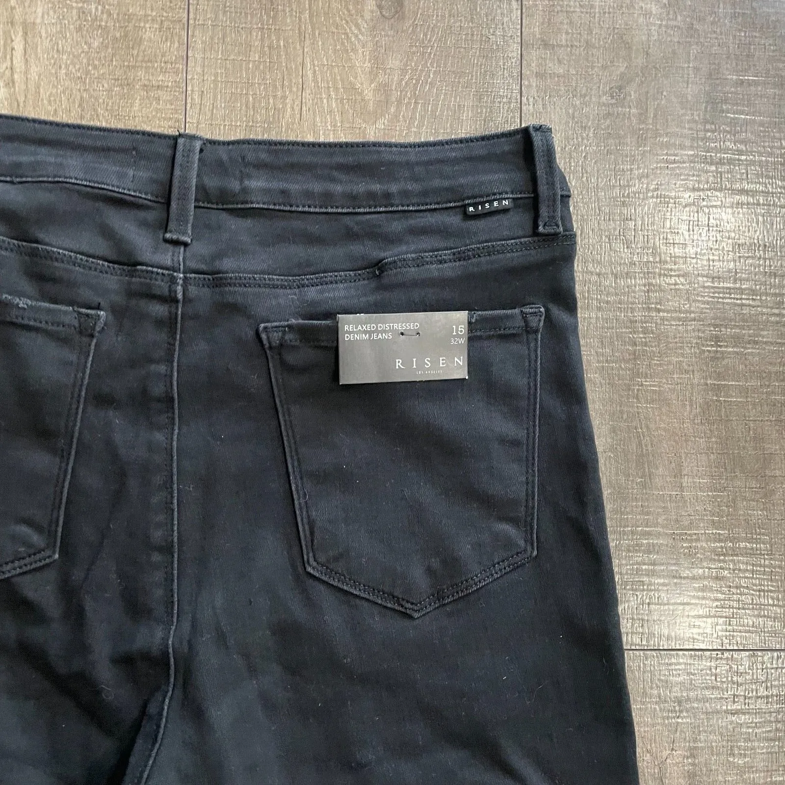 NWT Risen Los Angeles Black Relaxed Distressed Denim Jeans Women Size 15/32 Y2K‎ - Image 14