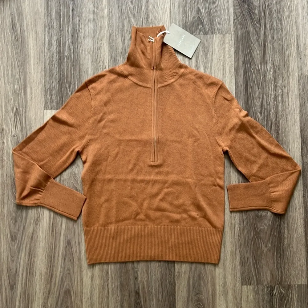 Everlane Tan 1/2 zip Sweater Size XS The Luxe Women’s Merino Wool Pullover - Image 2