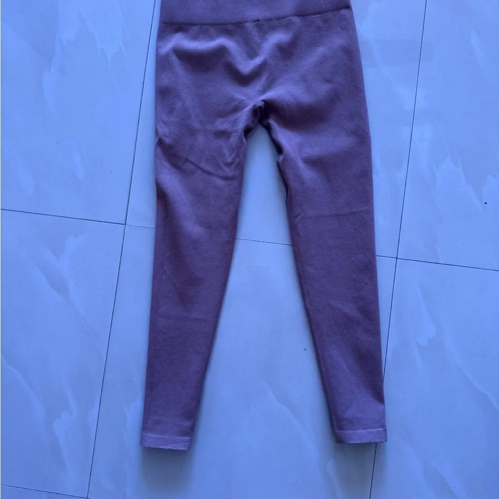 Everlane Leggings Womens M/L Lilac Purple Seamless Ribbed Lounge yoga gym - Image 15