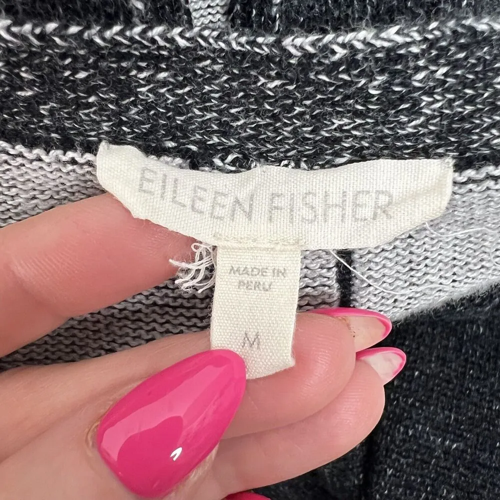 Eileen Fisher Size M Plaited Organic Cotton & Tencel Pullover Grey High Low Knit - Image 8