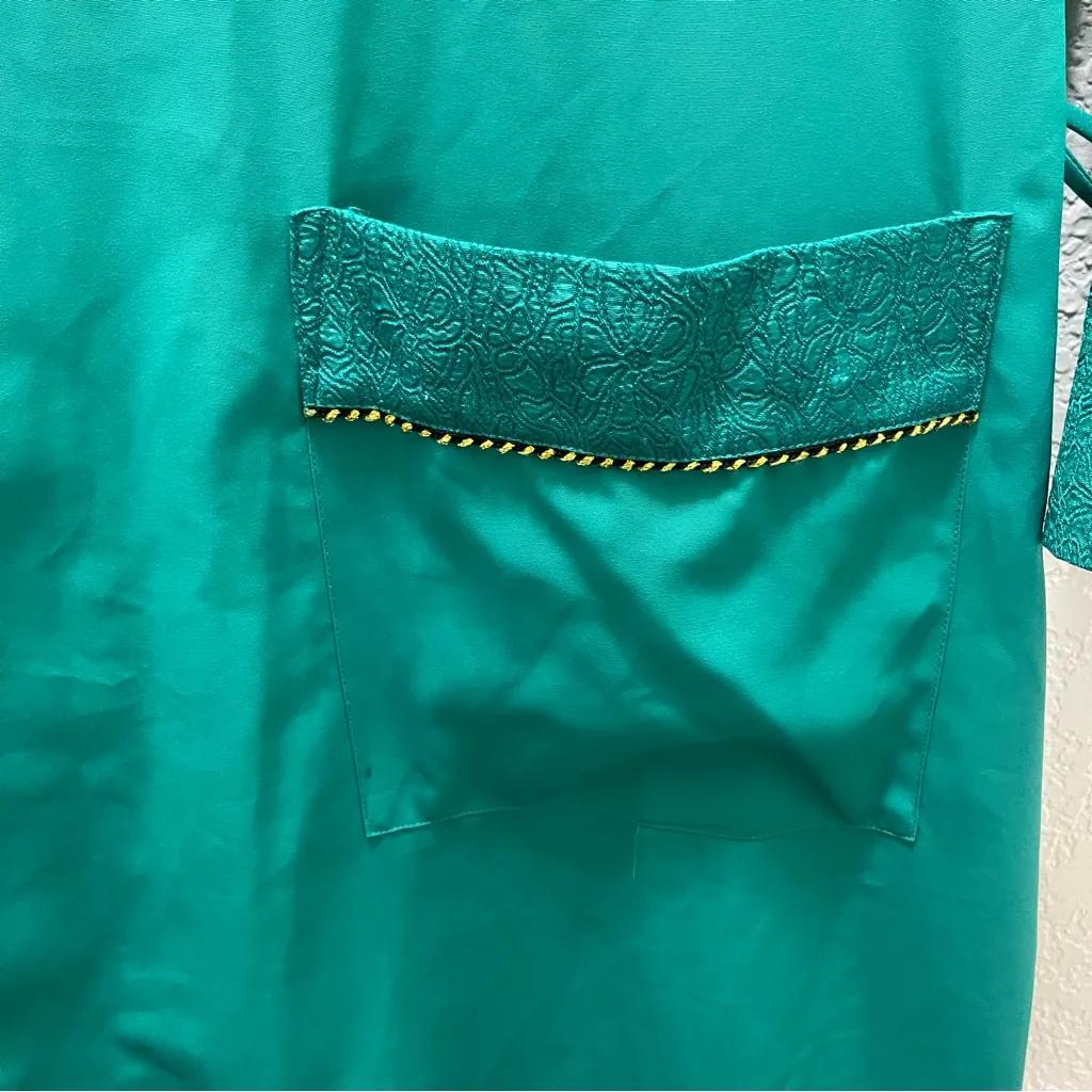 VTG 80s Victoria's Secret Emerald Green‎ Gold Label open kimono Robe Sz L - Image 7