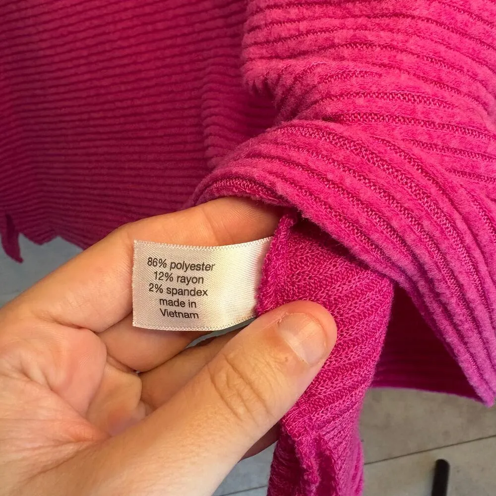 Lane Bryant Hot Pink Ribbed Turtleneck Sweater 14/16 Tunic Coquette Feminine - Image 6