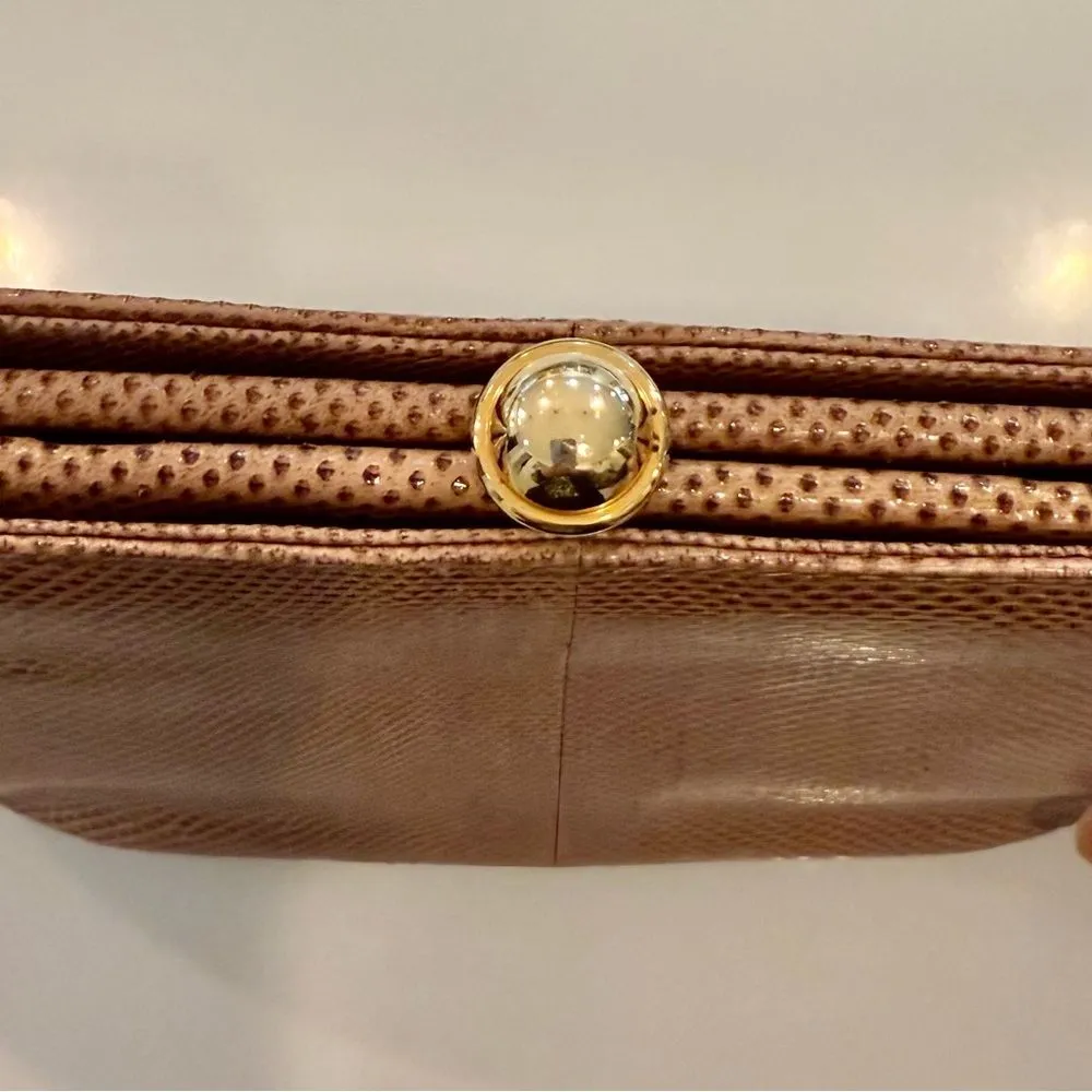 Snakeskin Tan with gold bottom clutch Brown - Image 3