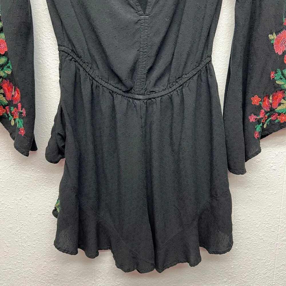 American Eagle Romper Womens Small Embroidered Dark Fairy Boho Festival Romantic - Image 9
