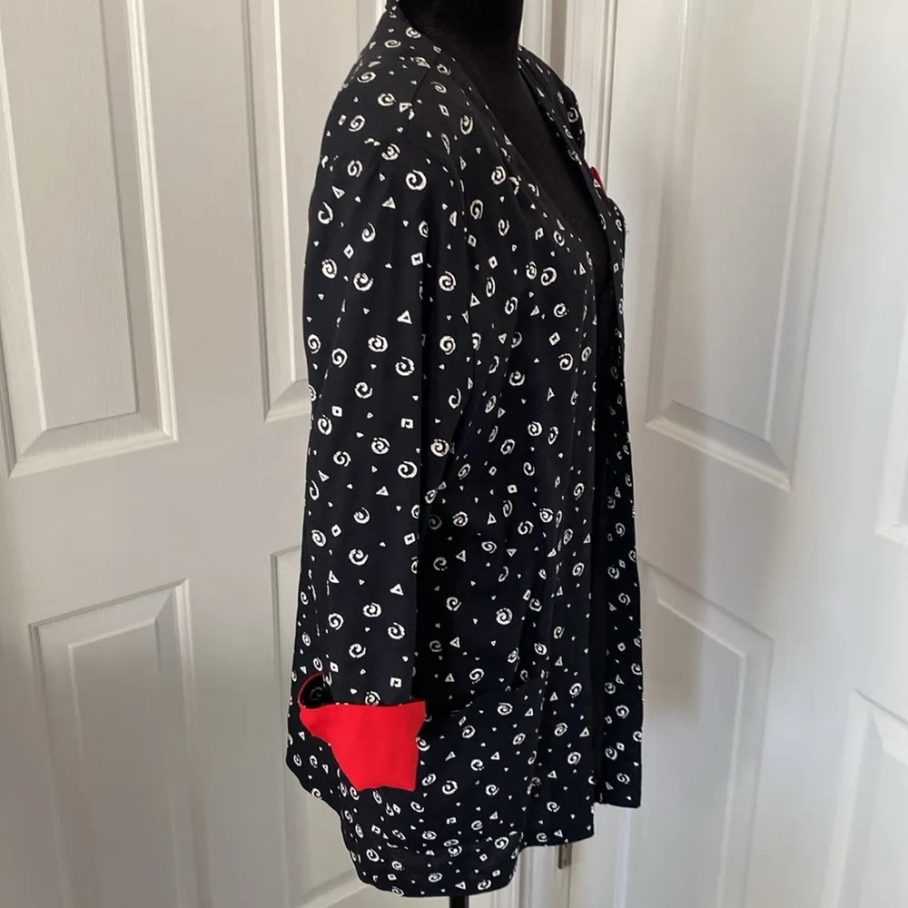 Breakin’ Loose 80s Black and Red Patterned Blazer Size M - Image 2