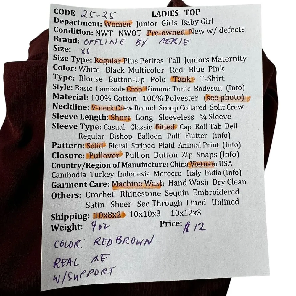 Offline by Aerie Red Brown Real Me Crop Tank Top w/ Support Women Size XS | 25 - Image 8