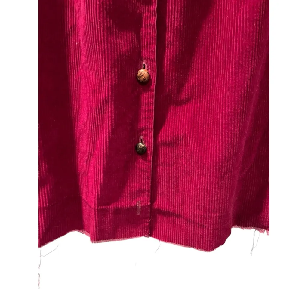 Vintage 70s L.L. Bean Corduroy Midi Skirt Women's Size 16 Magenta Made In USA - Image 4