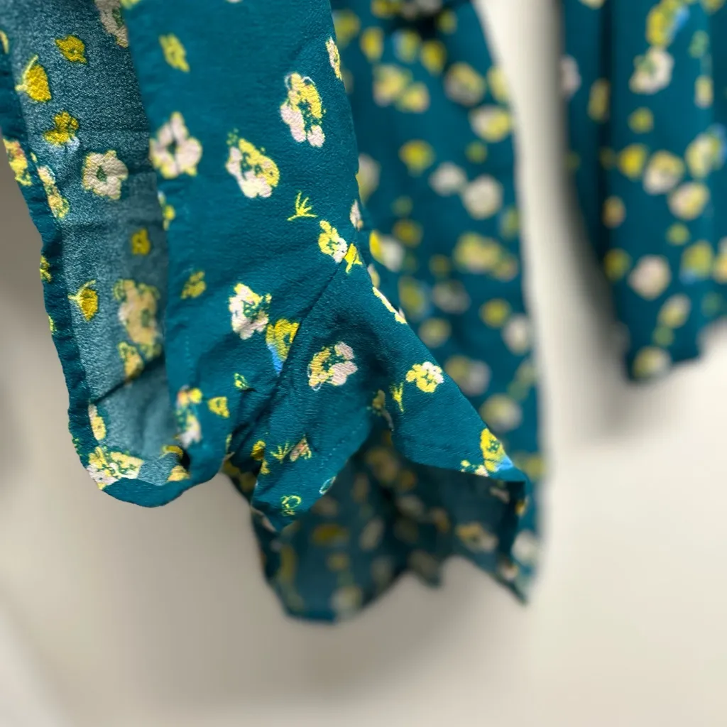 Floral Teal Long Sleeve Romper - Image 4