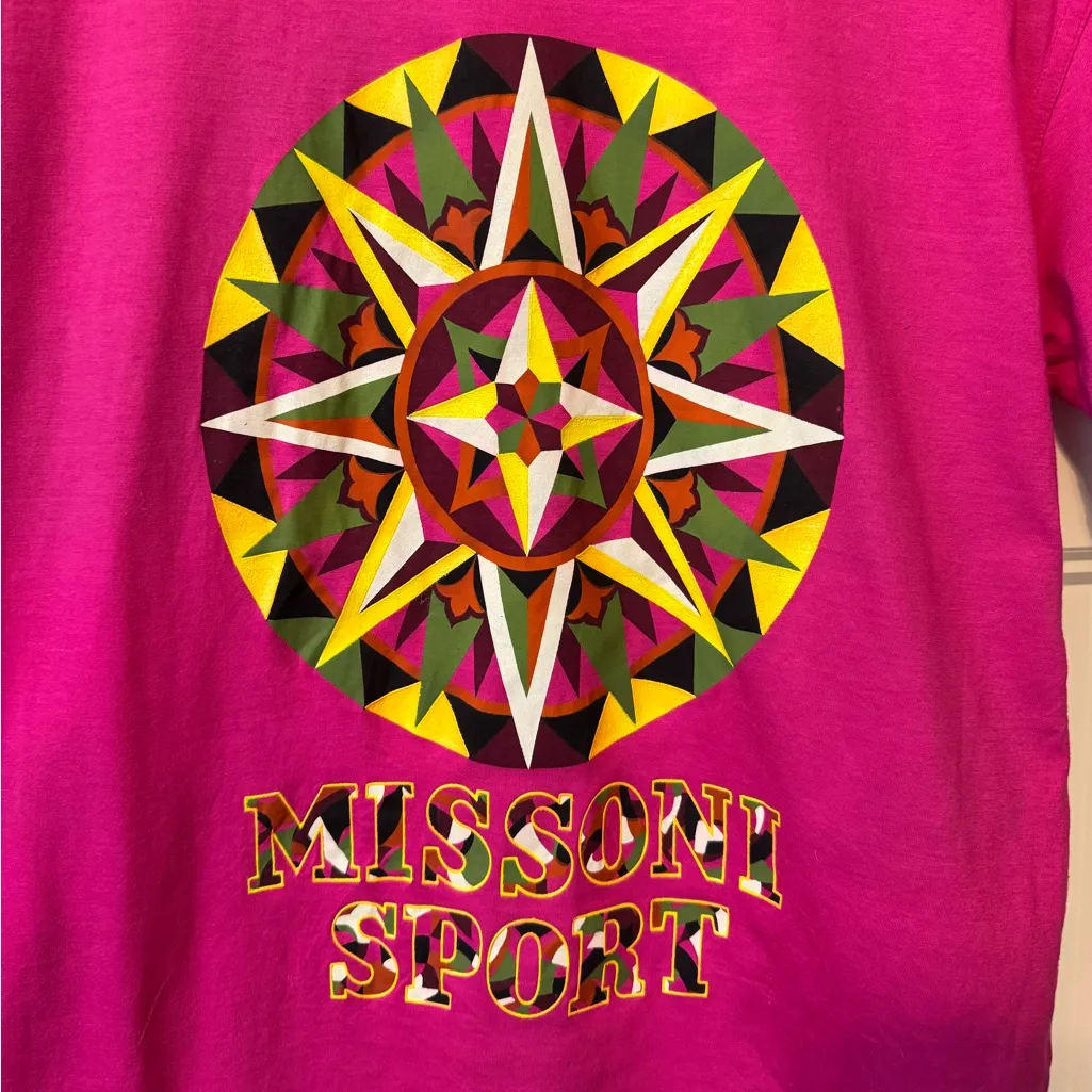 Missoni Sport Magenta Pink Graphic T-Shirt Size Small - Image 2