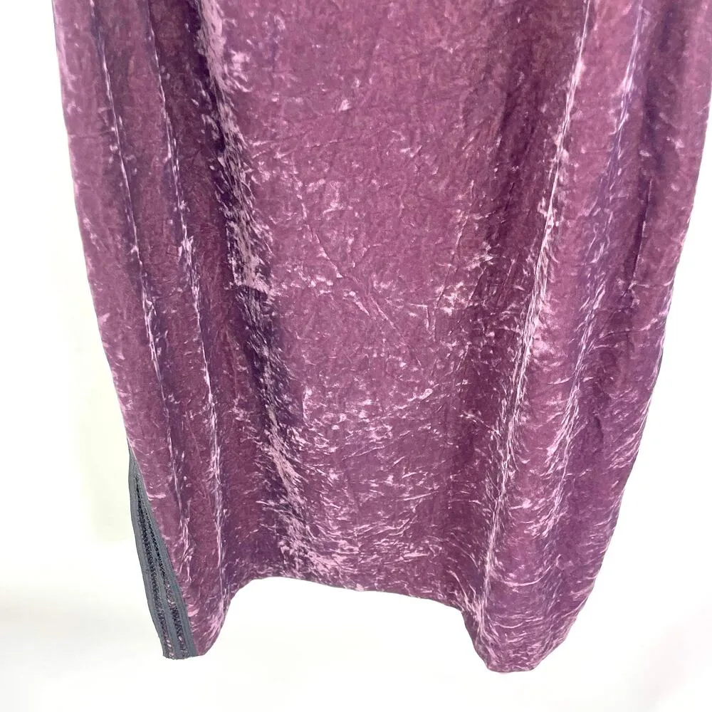 SPLENDID Purple Black VNeck Crushed Velvet Cami Dress - Image 9