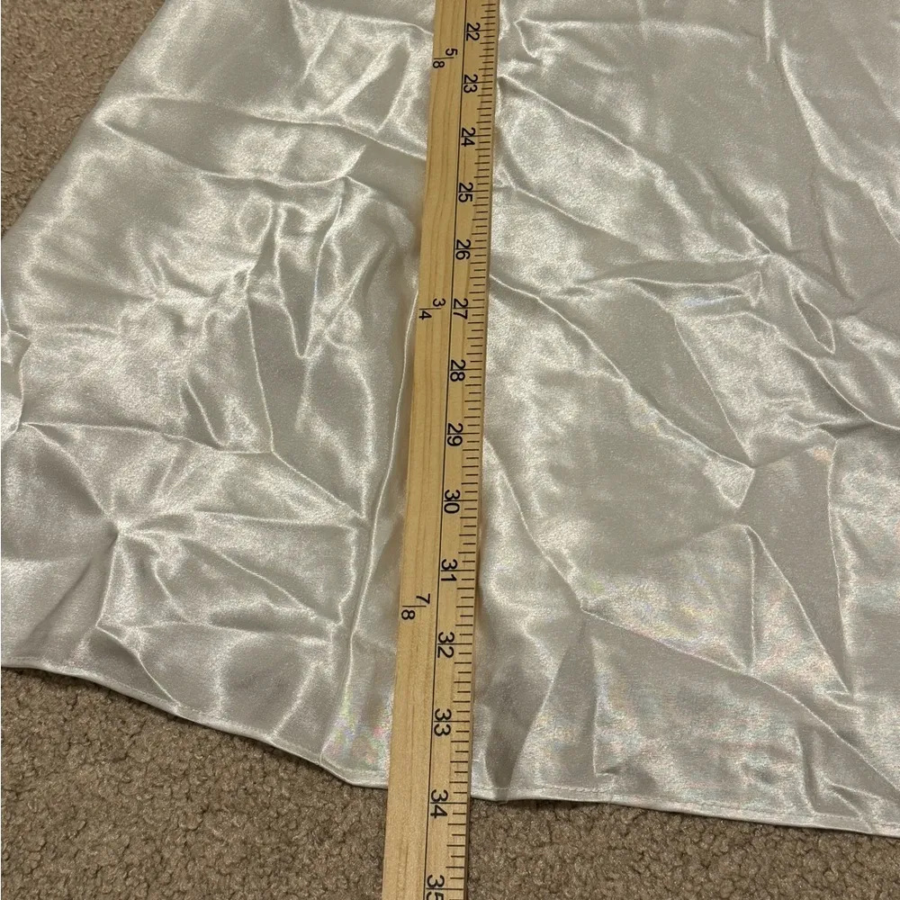 Vintage 1980s White Slip Dress Size Large Lace Floral Beaded Y2K Bridal goth - Image 11