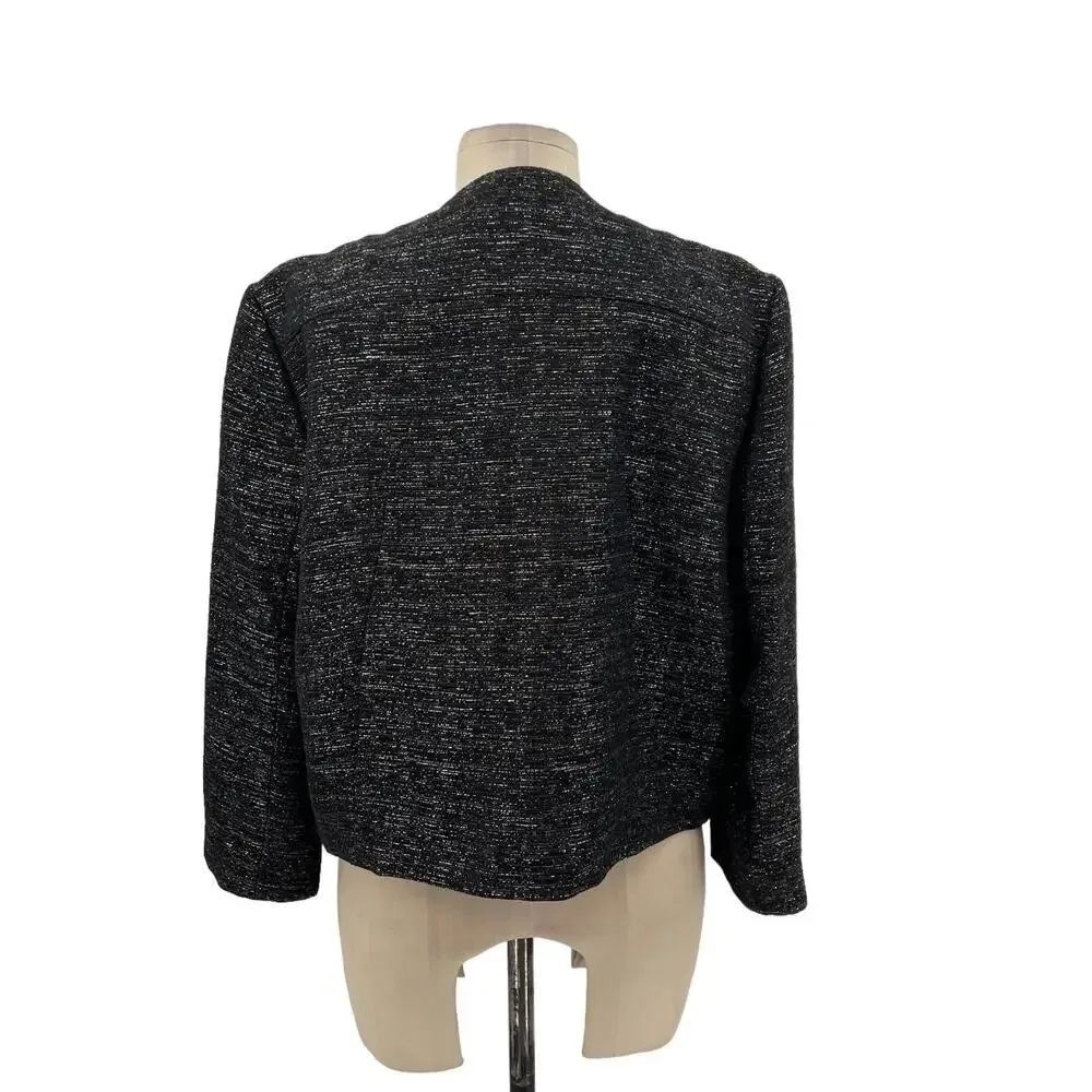 L.K. Bennett Agava JK Blazer Jacket Silver Tweed Black Size US 12‎ - Image 7