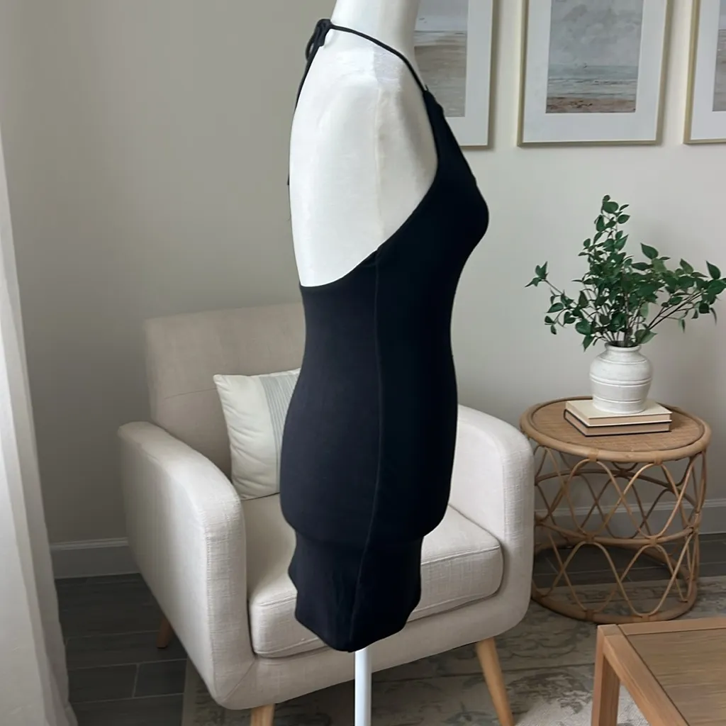 White Fox Boutique Keyhole Black Bodycon Mini Dress Size Medium - Image 5