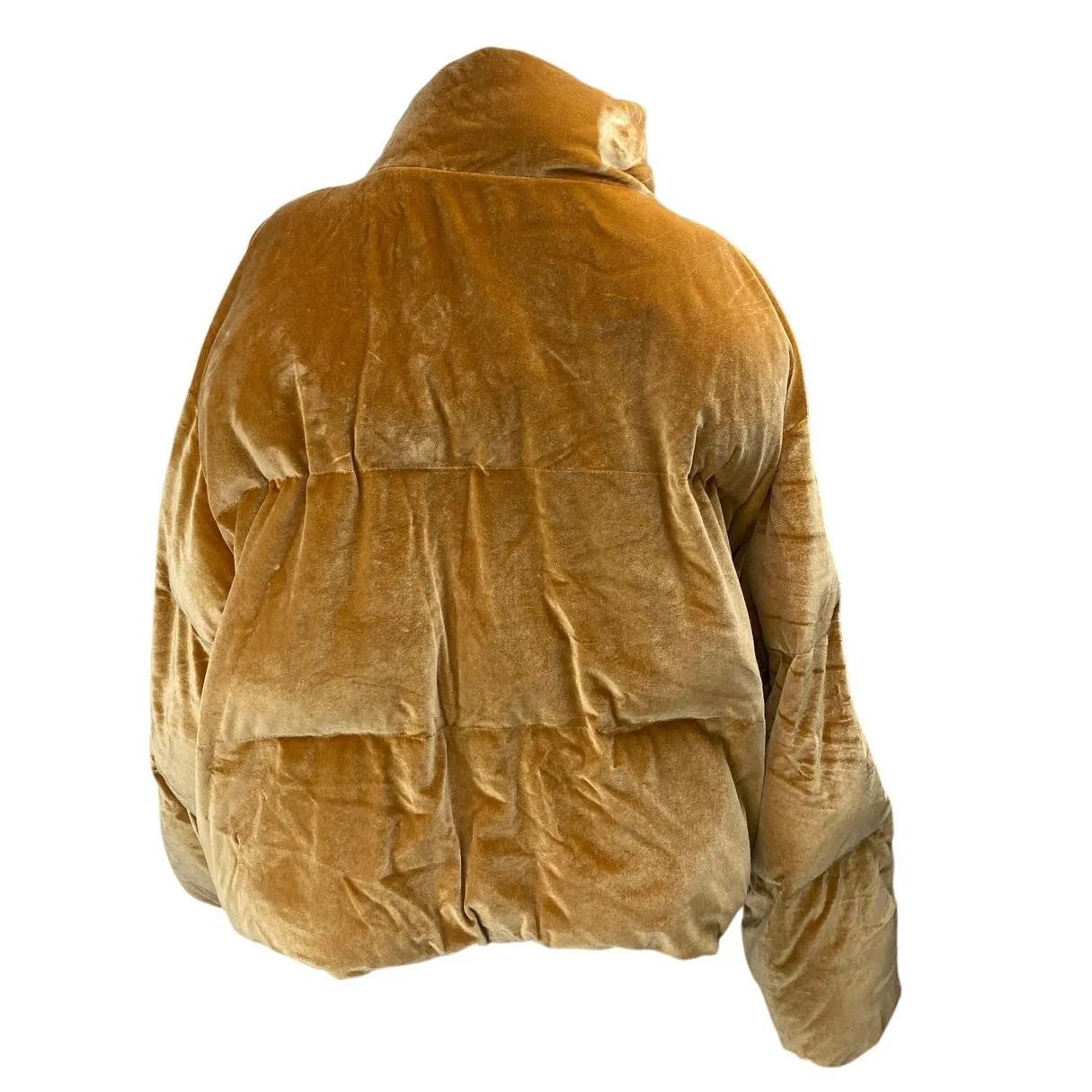 Fabletics Wander Brown Velvet Velour Zip Up High Neck Puffer Coat Jacket Size 2X - Image 2