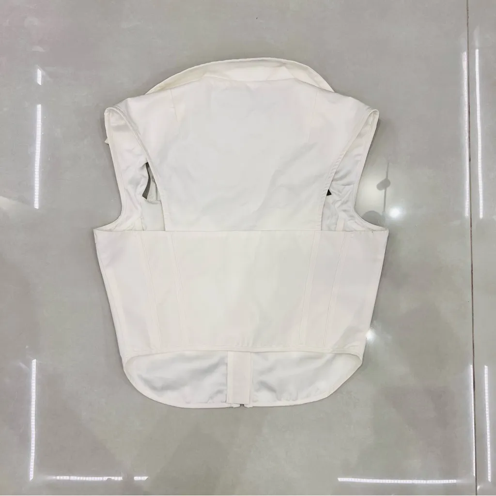 Danielle Guizio White Collar Corset Top - Image 9