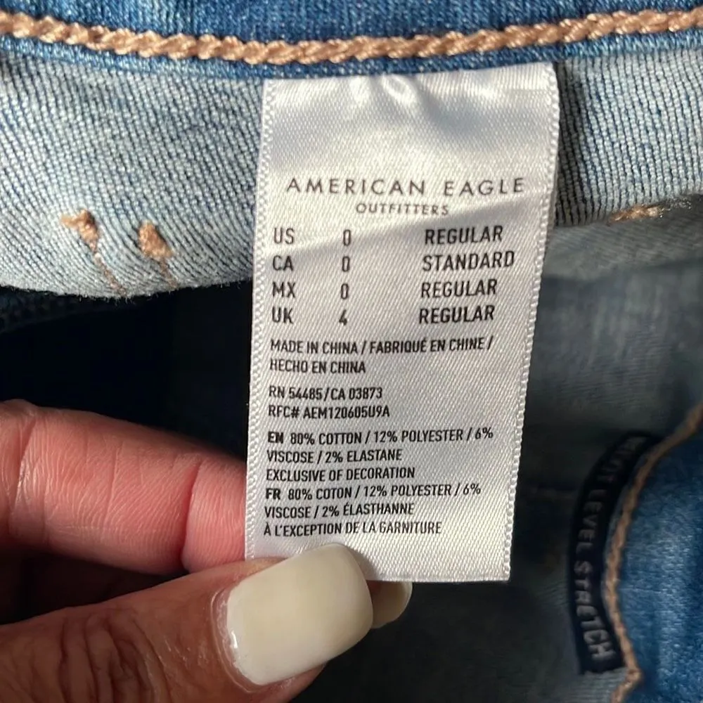 American‎ Eagle Denim Stretch Mini Skirt Size 0 - Image 4