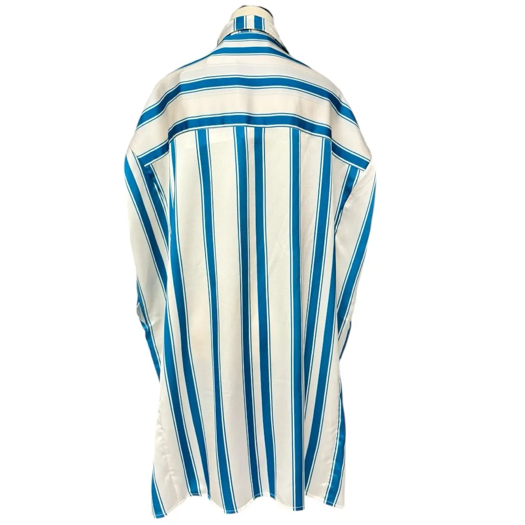 OneTeaspoon Blue White Striped Oversized Button Down Shirt Size Small, Oversized - Image 3