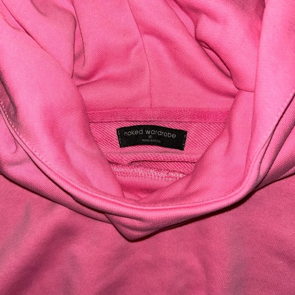 Naked Wardrobe Stay Chillin Cropped Hoodie Pink XS - Image 4