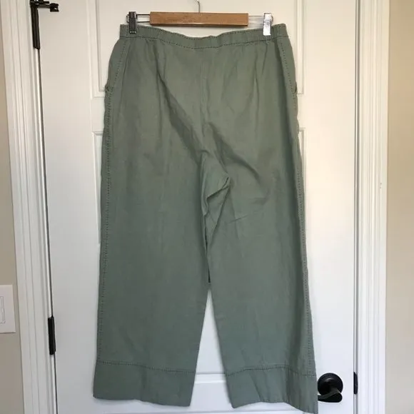 Hearts of Palm Women's‎ Sage Green Linen, Cotton Blend Wide Leg Culottes Size 12 - Image 3