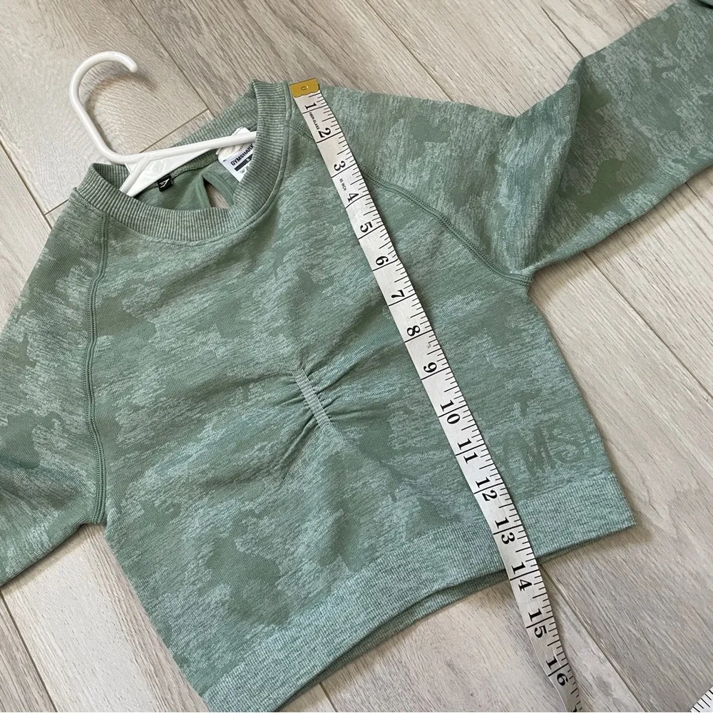 Gymshark Crop Top adapt camo seamless womens Green (small) cutout workout gym - Image 5