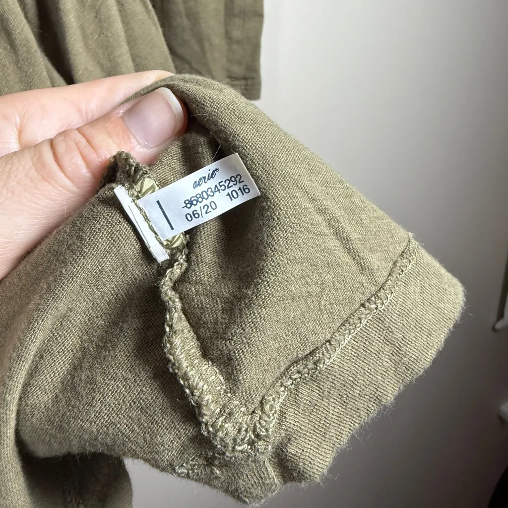 Aerie Olive Green Long Sleeve Knot Waist Midi Dress Sz S - Image 8