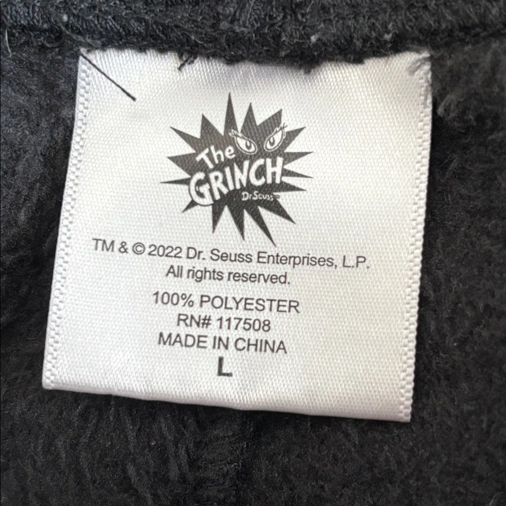 Dr. Seuss The Grinch Graphic Jogger Pants in black plush fabric Size L - Image 8