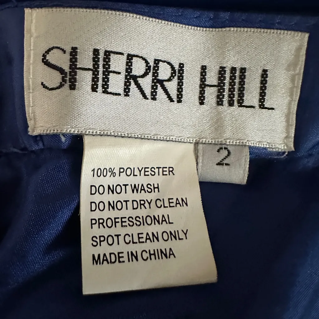 SHERRI HILL 50692 Bejewelled Blue Top and Skirt Size 2 - Image 8