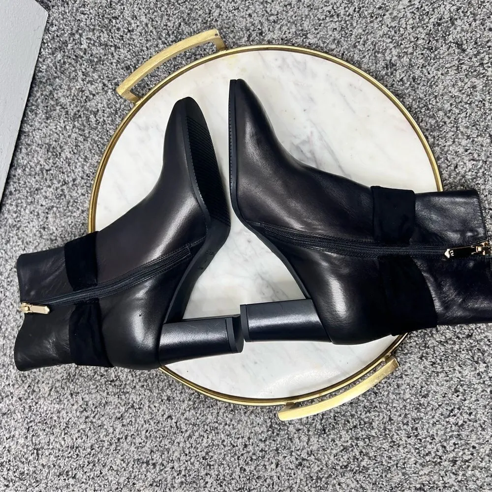 Sz 7 Karen Millen heeled boots with bow detail in black - Image 3