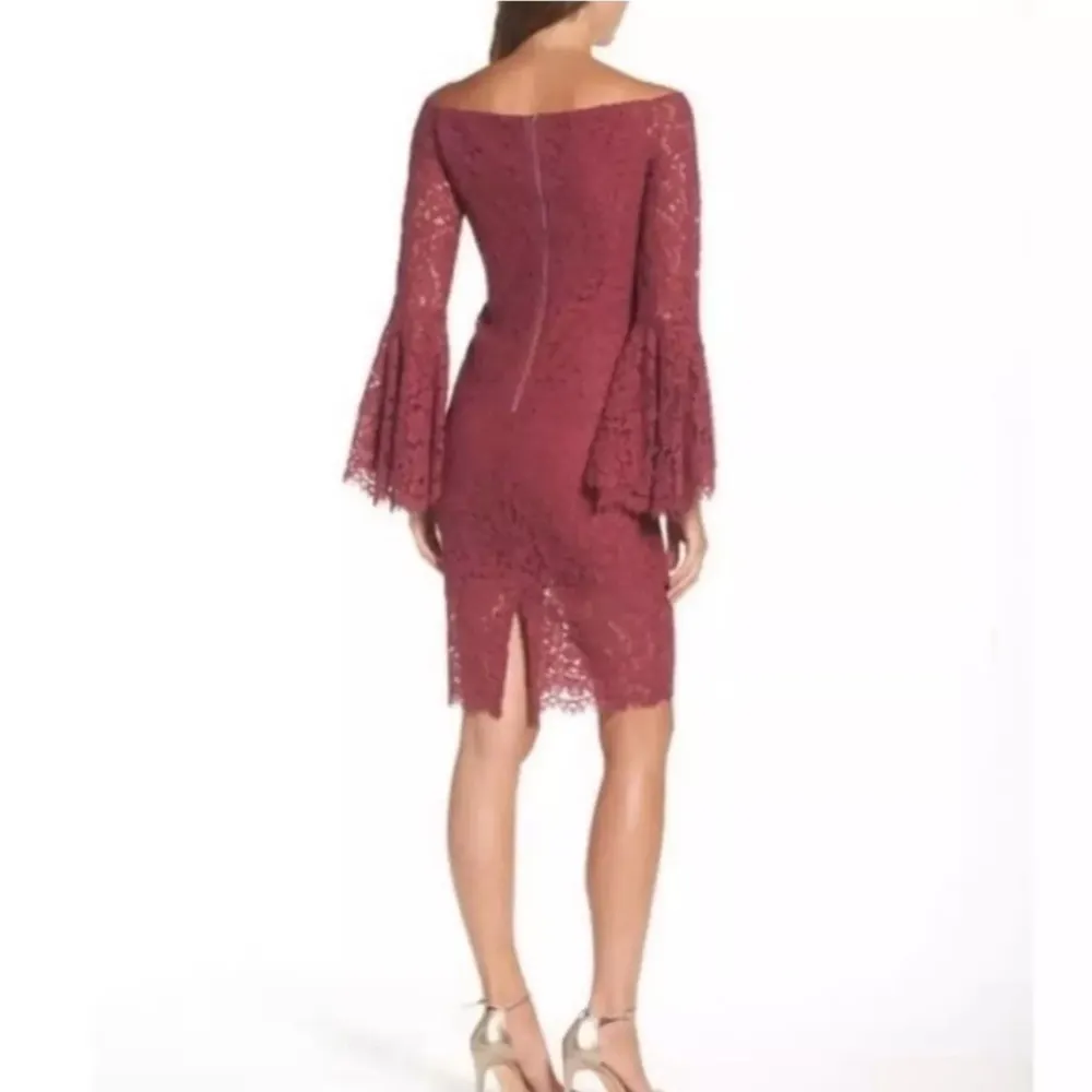 Bardot ‘Solange’ Corded Lace Sheath Dress Bell Sleeves Women’s Size 10L (Long) - Image 10
