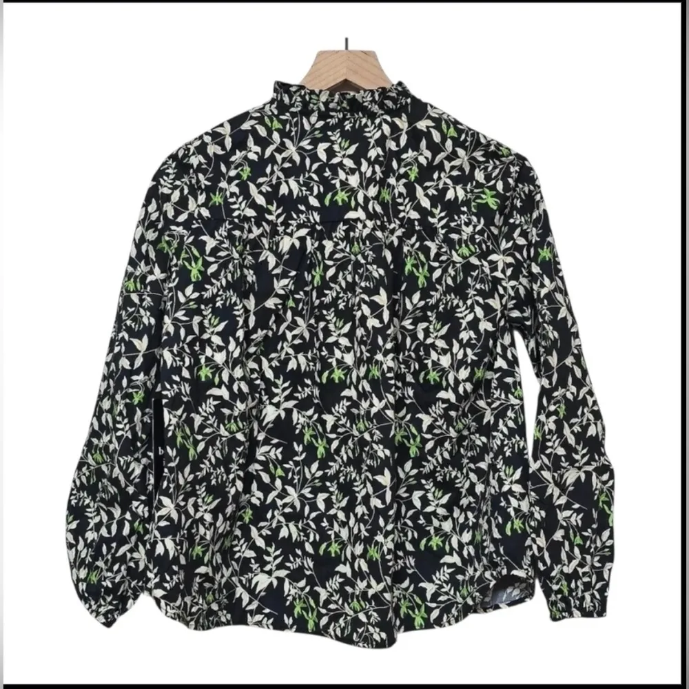 Tuckernuck Avalon Blouse XXS NWT Black Verdant Iris Floral Cotton Long sleeve - Image 8